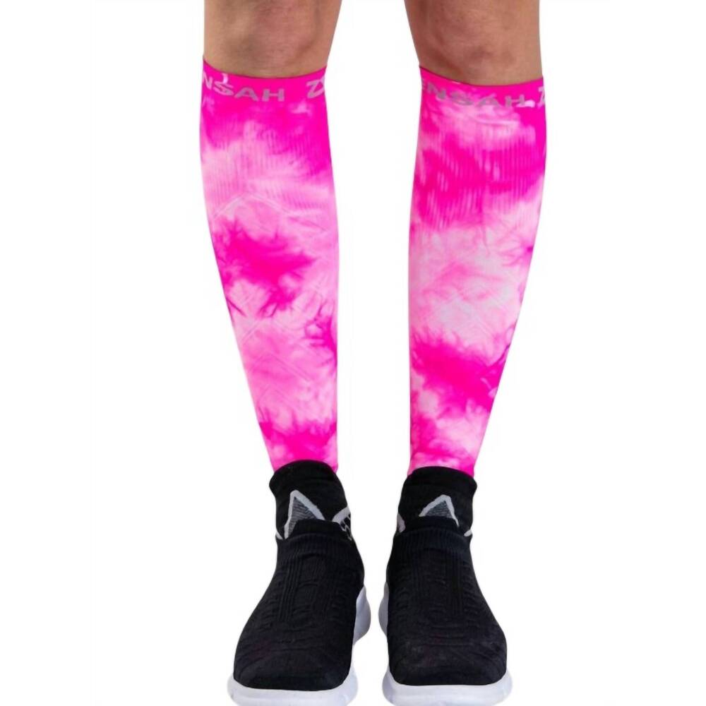 NEW ZENSAH compression leg sleeves in tie dye neon pink